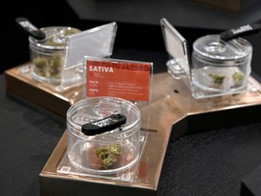 Cannabis products on display at the Hunny Pot Cannabis Co. retail cannabis store after marijuana retail sales commenced in the province of Ontario, in Toronto, April 1, 2019.  REUTERS/Moe Doiron/File Photo
