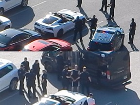 A man was arrested Sunday in Vancouver's West End after trying to claim someone else's convertible sports car as his own. These images submitted by a witness show the arrest taking place.