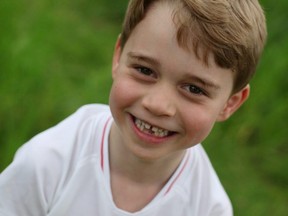 Undated handout photo of Prince George taken by his mother Catherine, the Duchess of Cambridge, recently in the garden of their home at Kensington Palace in London, Britain, to mark his sixth birthday (The Duchess Of Cambridge)