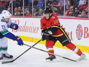 Micheal Ferland in action for the Calgary Flames against the Vancouver Canucks in 2017.