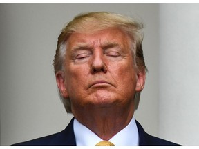 US President Donald Trump pauses after delivering remarks on citizenship and the census in the Rose Garden at the White House in Washington, DC, on July 11, 2019.