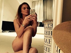 Lindsay Lohan taking a selfie in her birthday suit for her 34th birthday. (Instagram)