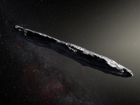An artist's impression of 'Oumuamua.