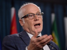 Alex Neve of Amnesty International Canada speaks during a press conference on Parliament Hill on Wednesday, April 27, 2019. Citing an erosion of trust, civil society and labour representatives have resigned from a panel set up to advise the federal government on ensuring Canadian firms operating abroad are accountable for how they conduct themselves.