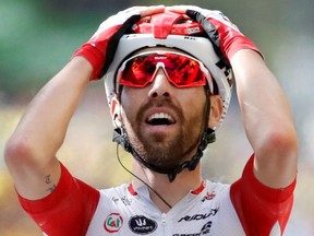 Lotto Soudal rider Thomas De Gendt of Belgium wins the stage. REUTERS/Christian Hartmann ORG XMIT: TDC834