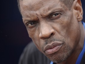 In this March 13, 2017, file photo, former New York Mets pitcher Dwight "Doc" Gooden watches batting practice before a spring training game between the Mets and the Miami Marlins in Port St. Lucie, Fla.