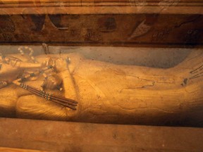The sarcophagus of boy pharaoh King Tutankhamun is on display in his newly renovated tomb in the Valley of the Kings in Luxor, Egypt January 31, 2019.