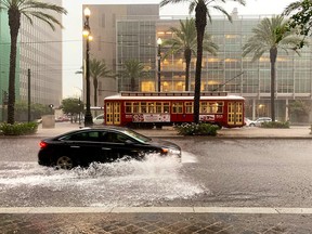 A flooded area is seen in New Orleans July 10, 2019 in this image obtained from social media. (David Mora via REUTERS)