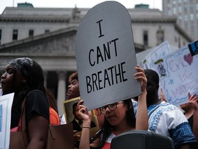 People participate in a protest to mark the five-year anniversary of the death of Eric Garner on July 17, 2019 in New York City. (Spencer Platt/Getty Images)