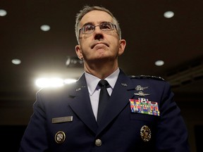 U.S. Air Force General John Hyten arrives to testify before a Senate Armed Services Committee hearing on Capitol Hill in Washington, U.S., April 4, 2017. (REUTERS/Yuri Gripas/File Photo)