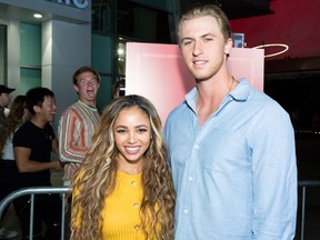 Vanessa Morgan and Michael Kopech attend the premiere Of Neon and Refinery29's "Assassination Nation" at ArcLight Hollywood on Sept. 12, 2018 in Hollywood, Calif.  (Greg Doherty/Getty Images)