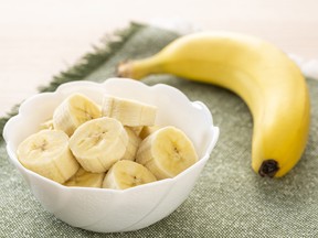 Cut bananas in the plate