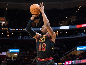 David Nwaba of the Cleveland Cavaliers shoots during the second half against the Houston Rockets at Quicken Loans Arena on November 24, 2018 in Cleveland, Ohio.