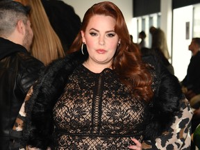 Model Tess Holliday attends the Tadashi Shoji FW'19 Fashion Show front row during New York Fashion Week at Gallery I at Spring Studios on Feb. 7, 2019 in New York City.  (Nicholas Hunt/Getty Images for Tadashi Shoji)