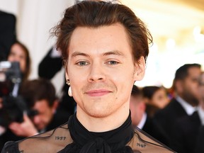 Harry Styles attends The 2019 Met Gala Celebrating Camp: Notes on Fashion at Metropolitan Museum of Art on May 6, 2019 in New York City.