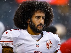 Quarterback Colin Kaepernick of the San Francisco 49ers warms up prior to the game against the Chicago Bears at Soldier Field on December 4, 2016 in Chicago. (Joe Robbins/Getty Images)