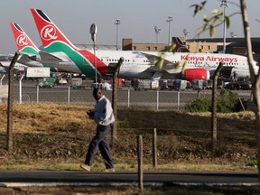 Kenya Airways planes are seen parked at the Jomo Kenyatta International Airport near Nairobi, Kenya March 6, 2019.