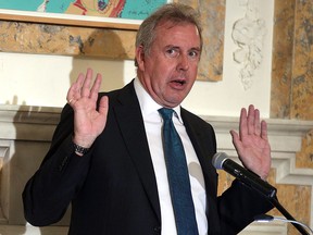 British Ambassador to the U.S. Kim Darroch speaks during an annual dinner of the National Economists Club at the British Embassy October 20, 2017 in Washington. (Alex Wong/Getty Images)