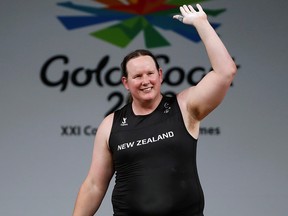Laurel Hubbard of New Zealand waves after competing in the 2018 Gold Coast Commonwealth Games in Australia Aupril 9, 2018. (REUTERS/Paul Childs/File Photo)