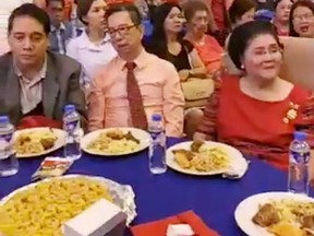 Former Philippine first lady Imelda Marcos is seen during her 90th birthday party in Manila, Philippines, July 3, 2019 in this video grab obtained from social media.