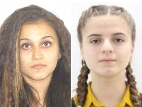 Mihaela Luiza Melencu, 18, (L) and Alexandra-Mihaela Macesanu, 15, are seen in undated handout photos provided by the Romanian police.