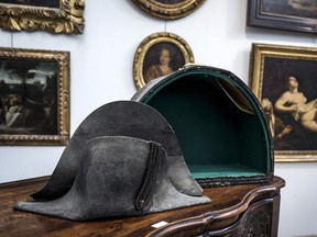 This picture taken on June 14, 2018 in Lyon shows the hat allegedly attributed to Emperor Napoleon I. (JEAN-PHILIPPE KSIAZEK/AFP/Getty Images)