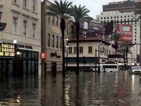 A flooded area is seen in New Orleans, July 10, 2019 in this still image obtained from a social media video. (@earth.odyssey via REUTERS)