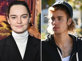 Emma Portner and Justin Bieber are seen in file photos.