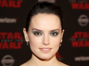 Daisy Ridley attends the "Star Wars: The Last Jedi" Premiere at The Shrine Auditorium on Dec. 9, 2017 in Los Angeles.