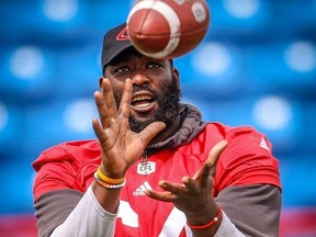 Calgary Stampeders Justin Renfrow during practice on Friday, June 15, 2018, The Red and White will host to the Hamilton Tiger-Cats in the season opener this weekend at McMahon Stadium. Al Charest/Postmedia