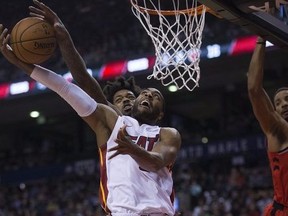 Miami Heat guard Wayne Ellington goes up for a basket in the 4th quarter, as the Toronto Raptors go on top lose to the Miami Heat 89-90 , at the Air Canada Centre in Toronto, Ont. on Wednesday January 10, 2018.