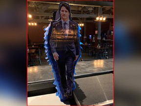 The co-owner of a bar in Red Deer, Alta., doesn't regret hanging a large pinata of Prime Minister Justin Trudeau, shown in a handout photo, in his establishment on the Canada Day weekend.