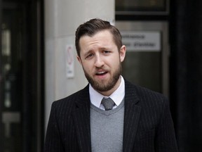 Vice Media reporter Ben Makuch leaves Ontario Superior Court in Toronto on Monday, Feb. 29, 2016.