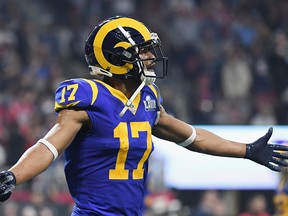 Robert Woods of the Los Angeles Rams reacts during the fourth quarter of Super Bowl LIII against the New England Patriots at Mercedes-Benz Stadium on Feb. 3, 2019 in Atlanta, Ga.