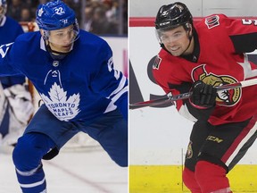 The Maple Leafs traded defenceman Nikita Zaitsev (left) for fellow blueliner Cody Ceci of the Senators in a multiplayer deal on Monday, July 1, 2019.
