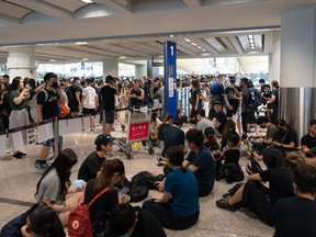 Protesters occupy the Hong Kong International Airport during a demonstration on August 12, 2019 in Hong Kong. (Billy H.C. Kwok/Getty Images)