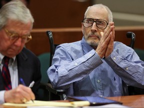 New York real estate scion Robert Durst appears in the Los Angeles Superior Court Airport Branch with his defense lawyer Dick DeGuerin for a pre-trial motions hearing in Los Angeles, Calif., Jan. 6, 2017   REUTERS/Mark Boster /Los Angeles Times/Pool/File Photo