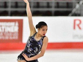 Saskatchewan figure skater Alanna Liu (pictured here) was injured in a 10-vehicle collision between Chinook and Cereal, Alta., last week.