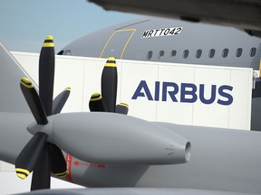 In this file photo taken on June 18, 2019, the Airbus static display is seen during the International Paris Air Show at Le Bourget Airport. (ERIC PIERMONT/AFP/Getty Images)