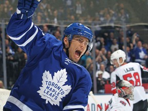 Maple Leafs forward Andreas Johnsson finished with 20 goals and 43 points in 73 games as a rookie last season. (GETTY IMAGES)