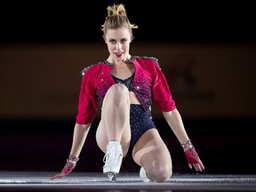 In this file photo taken on October 29, 2017, Ashley Wagner of the United States performs her exhibition program at the 2017 Skate Canada International in Regina. (GEOFF ROBINS/AFP/Getty Images)