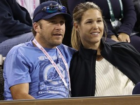 Bode and Morgan Miller watch tennis action during the BNP Paribas Open at the Indian Wells Tennis Garden in Indian Wells, Calif., on March 10, 2018.