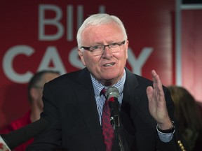 Bill Casey addresses supporters after winning his seat in the 42nd Canadian general election in Amherst on Monday, Oct. 19, 2015.