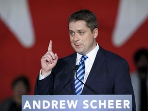 Conservative Party of Canada leader Andrew Scheer speaks at an event in Toronto on May 28, 2019.