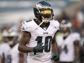 DeSean Jackson of the Philadelphia Eagles warms up prior to the preseason game against the Baltimore Ravens at Lincoln Financial Field on August 22, 2019 in Philadelphia. (Mitchell Leff/Getty Images)