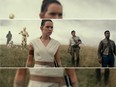 (Left to right( Chewbacca (Joonas Suotamo), BB-8, D-O, Rey (Daisy Ridley), Poe Dameron (Oscar Isaac) and Finn (John Boyega) in STAR WARS: THE RISE OF SKYWALKER