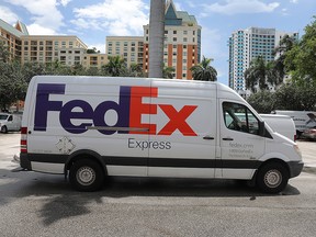 A FedEx delivery truck is seen on August 7, 2019 in Fort Lauderdale, Florida. (Joe Raedle/Getty Images)