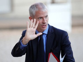 French culture minister Franck Riester arrives at the Elysee Palace for the weekly cabinet meeting in Paris, France October 17, 2018.