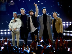 (L-R) Brian Littrell, Nick Carter, AJ McLean, Kevin Richardson, and Howie Dorough of Backstreet Boys perform on stage at the 2019 iHeartRadio Music Awards which broadcasted live on FOX at the Microsoft Theater on March 14, 2019 in Los Angeles, California. Kevin Winter/Getty Images for iHeartMedia)