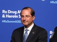 Alex Azar, Secretary of Health and Human Services, listens to President Donald Trump speak at the Rx Drug Abuse & Heroin Summit on April 24, 2019 in Atlanta, Georgia.